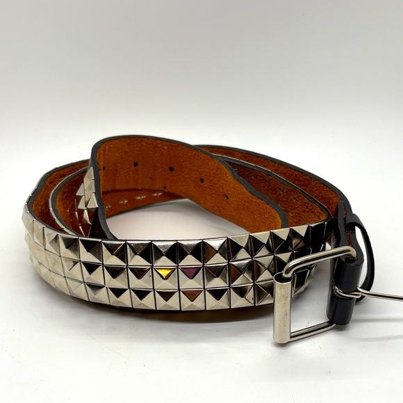 Leather Belt Black Studded Italy Style 90s Skater - Picture 1 of 5